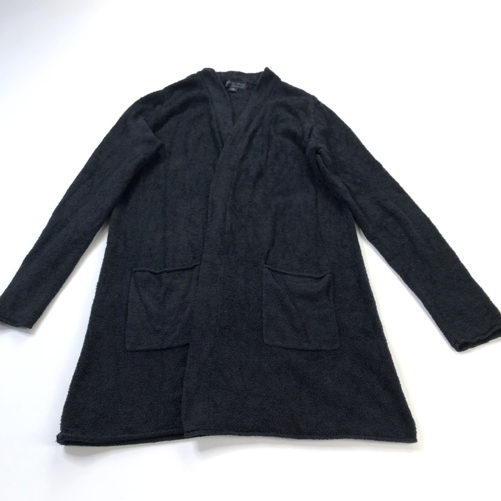 Barefoot Dreams Cozy Chic Lite Medium Cardigan Open Front Sweater Black